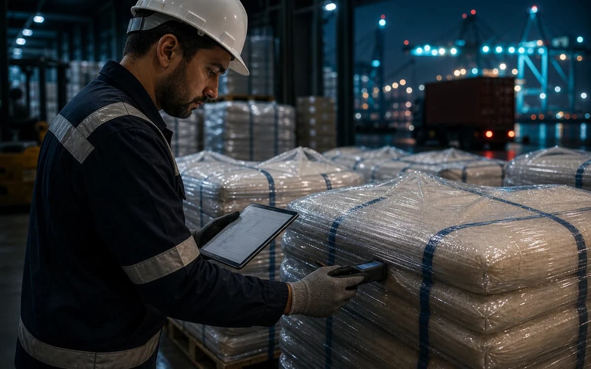 Bulk shipment inspection and cargo verification in a logistics warehouse